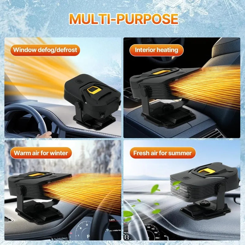 12V 150W Electric Car Heater Portable Air Cooler Fan Demister Defroster Heating Fan Dryer Windshield Defogging Accessories