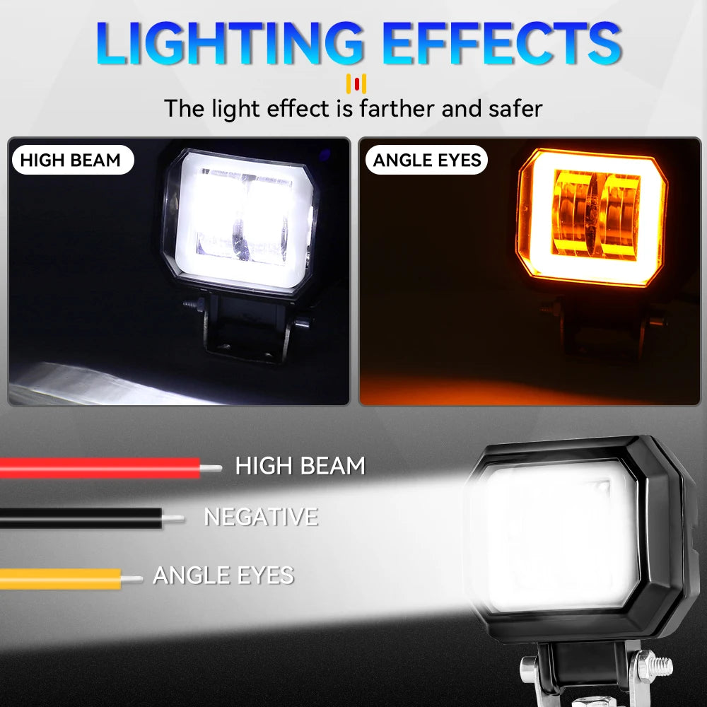 LED Fog Lamp Driving Daytime Off road Led Light Headlight 3'' 20W Motorcycle Halo Lamps For Jeep ATV 12V 24V SUV Worklight Beams