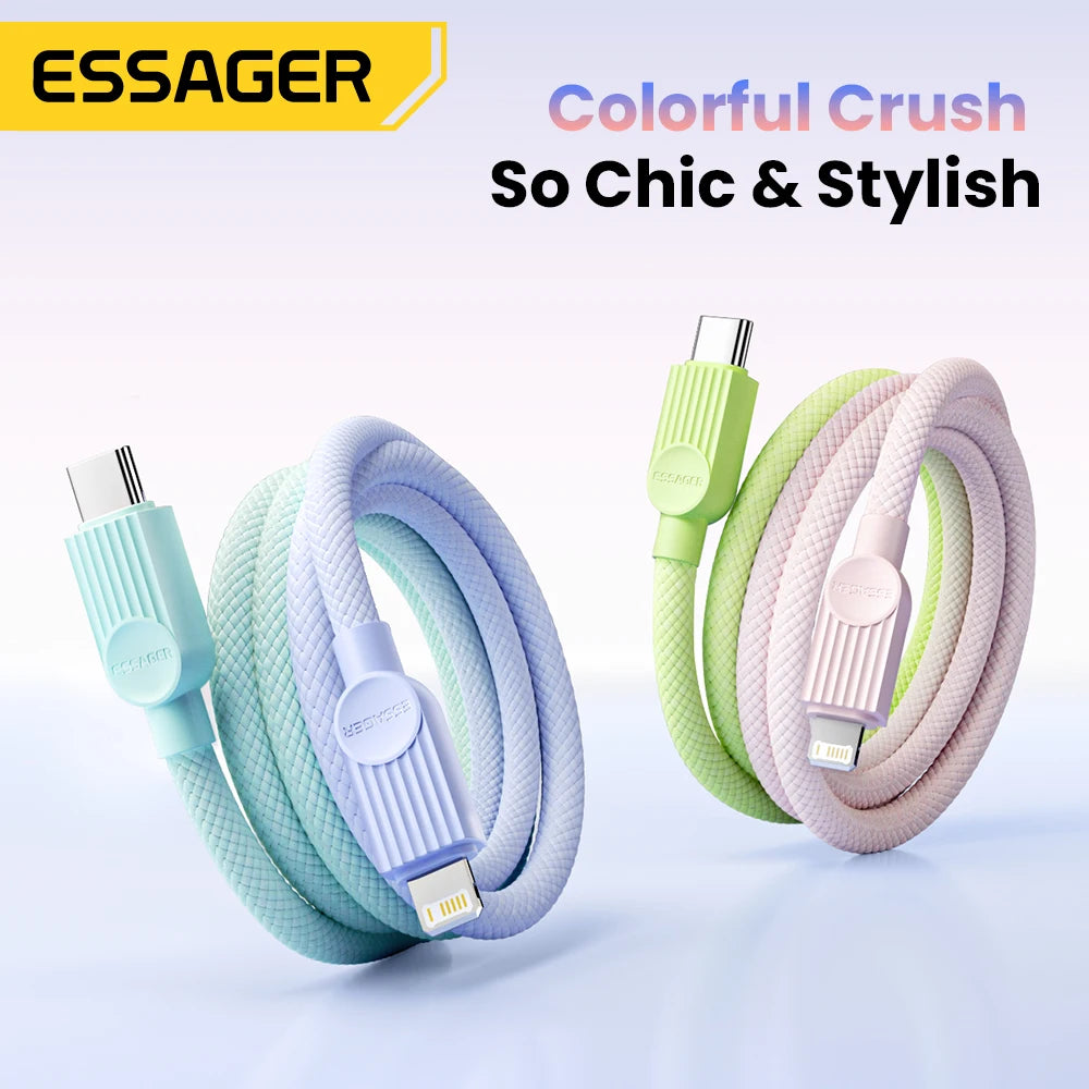 Essager USB C Color Cable For iPhone 14 13 12 11 Pro Max Xs iPad Macbook Wire 29W PD Fast Charging Type C To Lighting Data Cord