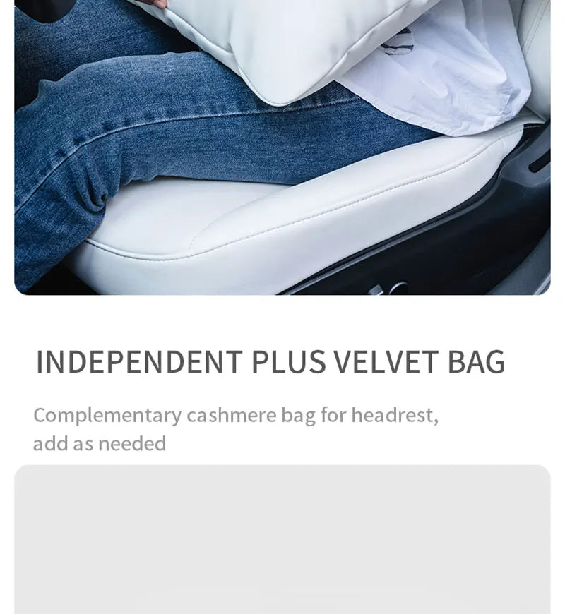 For Tesla Model 3 Y Flocking/Leather Car Seat Neck Pillow Soft Memory Neck Pillow High-Quality Headrest Lumbar Support