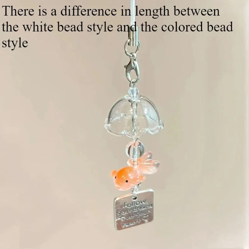 1pc Cute Goldfish Wind Chime Car Pendant plastics Decorative Transparent Glass Little Goldfish Wind Chime car accessories funny