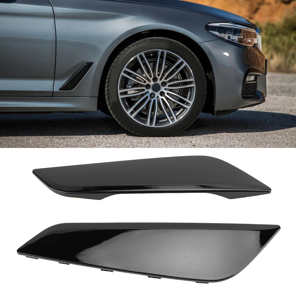 1 Pair Car Front Side Air Duct Trim 51747439014 Left Right Black Side Wing Air Outlet Cover for BMW 5 Series G30 G31 2017-2023