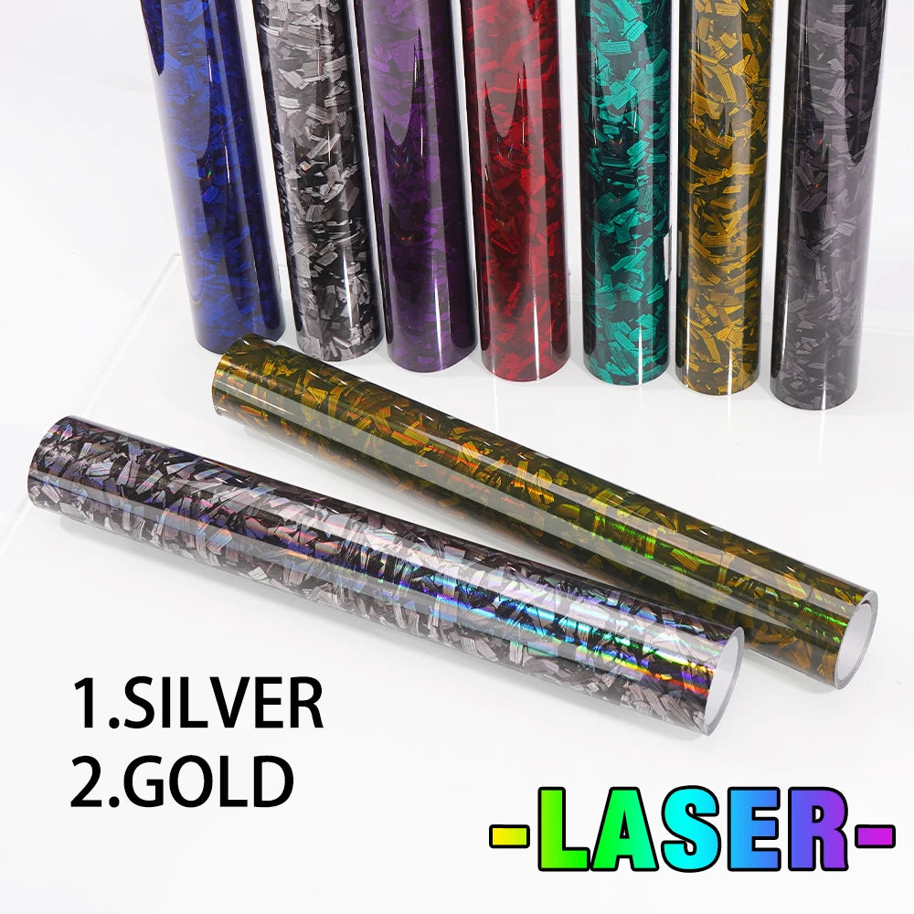 50/30cm*300cm High Glossy Black Gold Silver Red Forged Carbon Fiber Vinyl Wrap Film on the Hood Adhesive Vinyl for Car Stickers