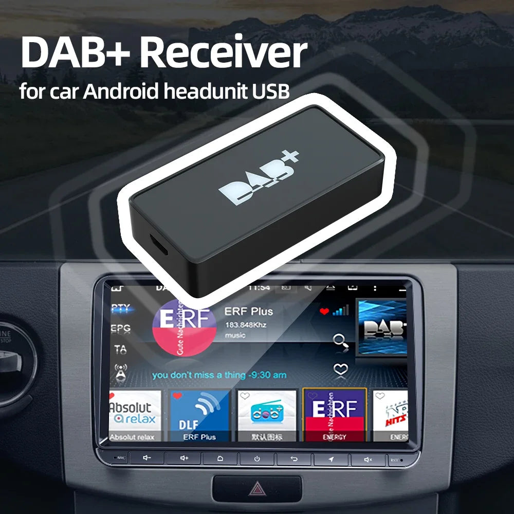 DAB+ Antenna for Android Car Radio With USB Adapter GPS Stereo DAB Receiver Player Automatic Scan Support Channel List LOGO