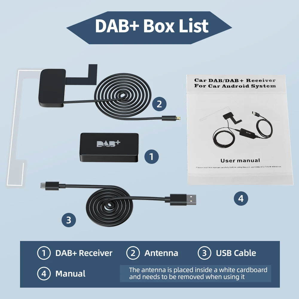 DAB+ Antenna for Android Car Radio With USB Adapter GPS Stereo DAB Receiver Player Automatic Scan Support Channel List LOGO
