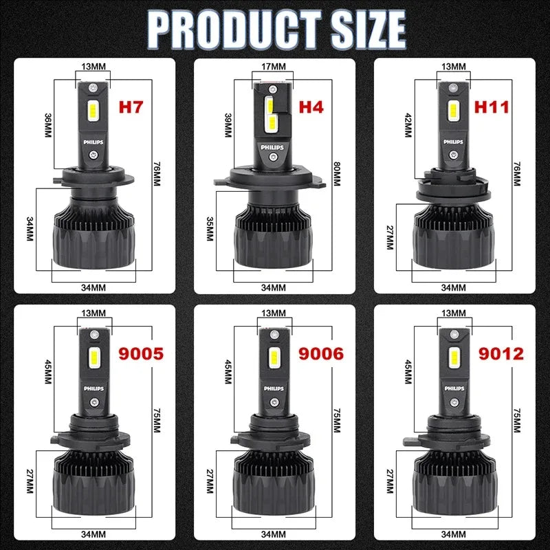 Philips Ultinon Rally 3551 LED H4 H7 H11 HB3/4 H18 H19 HIR2 Car Headlight 6500K White Max Power 100W Max Lumen 9000lm LED Bulb