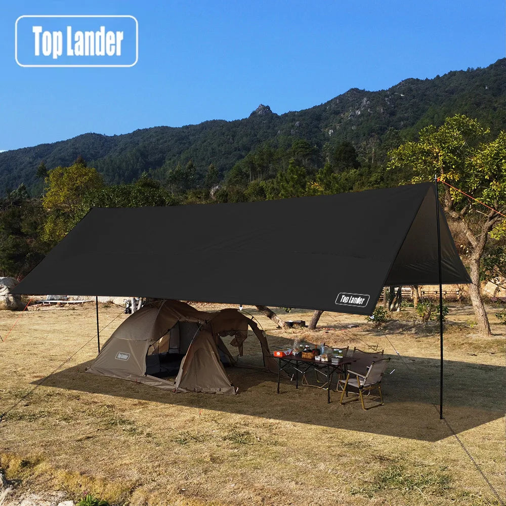 Oxford Large Tarp Waterproof 4x6m Sun Shelter Outdoor Camping Awning Tent Big Tarp Shade Canopy for Family Beach Hiking