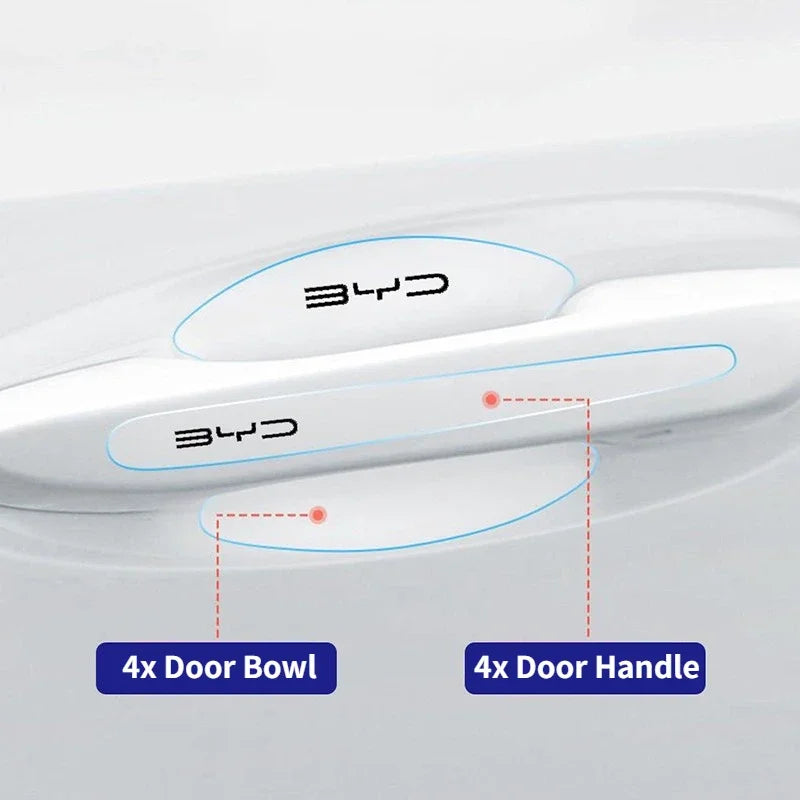 8pcs Car Door Bowl Handle Anti-collision Stickers for BYD Atto 3 EV Yuan Plus Song Plus Dmi Dolphin Seal Tang Han Qin F3 E6 Act