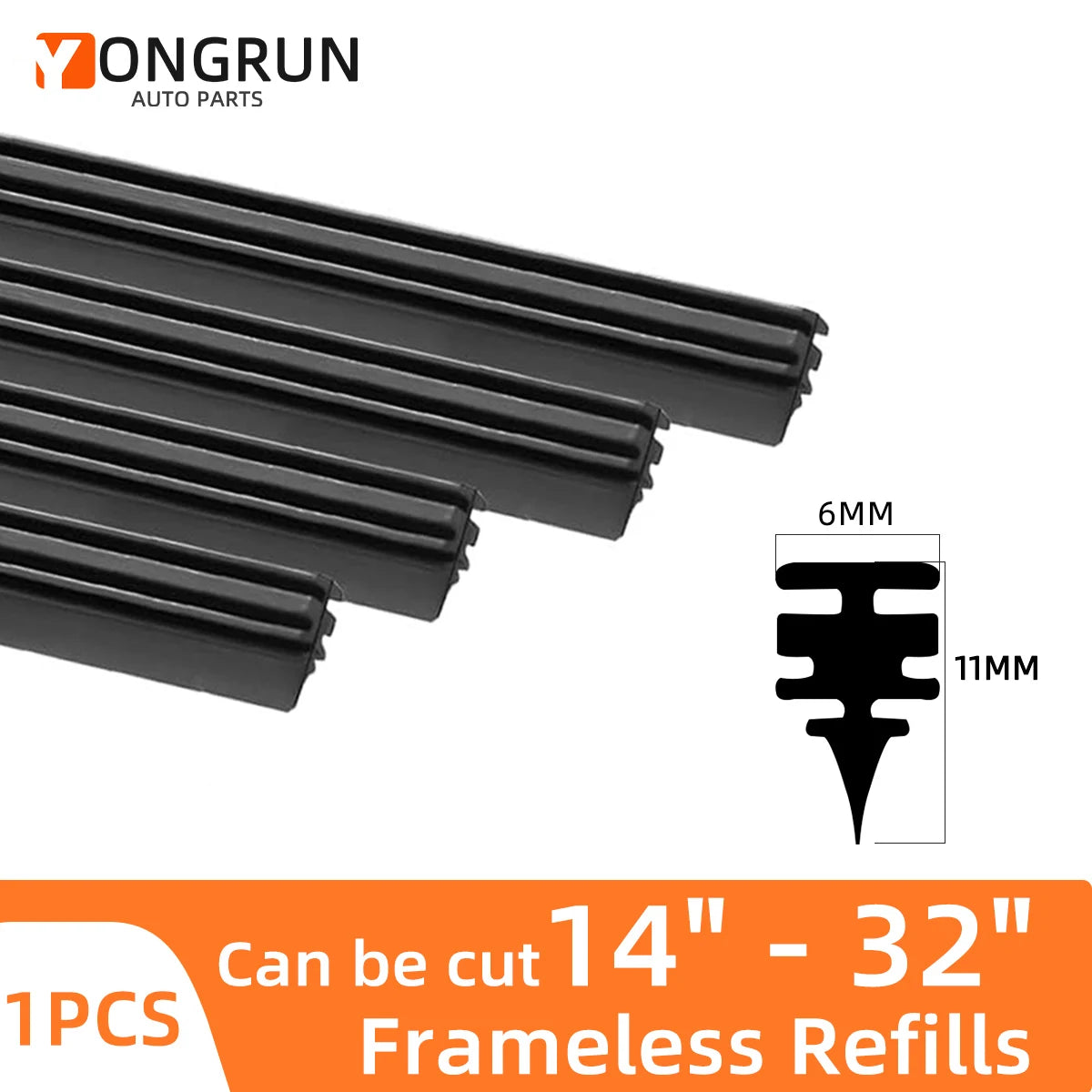 Car windshield rubber strip wiper 6mm car wiper blade 14 "16" 17 "18" 19 "20" 21 "22" 24 "26" 28 "30" 32 "wiper accessories ﻿