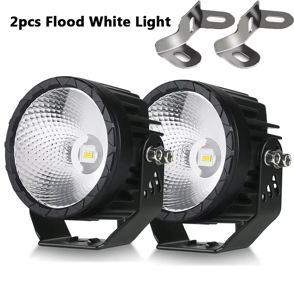 2pcs 4 Inch Led Work Light White Yellow Spotlight 12V 24V 4x4 Offroad 60W Super Bright Fog Lights For Motorcycle ATV Boat Dirt