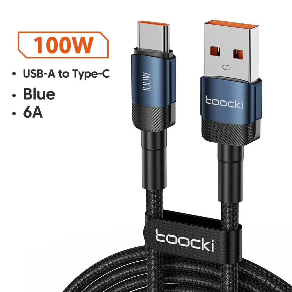 Toocki 6A USB Type C Cable for Xiaomi POCO Samsung Huawei 100W Fast Charging Charger USB C Data Cord TypeC Cable
