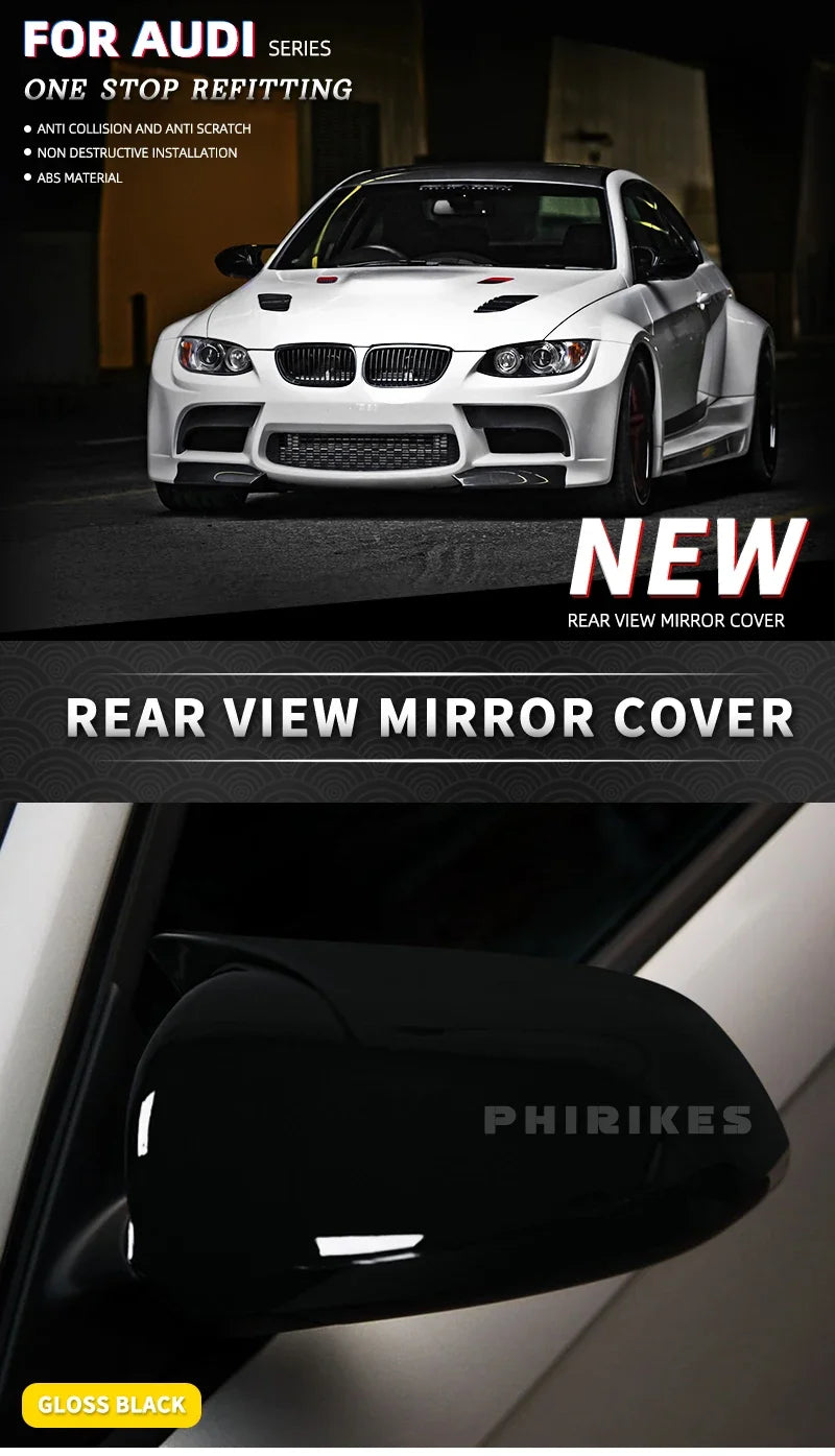 Carbon Look and Bright Black Rearview Mirror Case Side Mirror Shell For Audi A3 S3 8P 05-08 A4 S4 B6 B7 8E 8H A6 S6 C6 4F