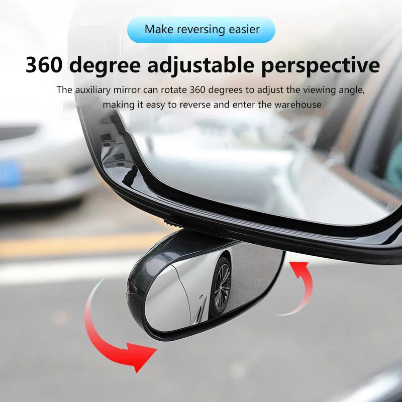 Car Mirror Auxiliary Rear View Mirror Wide Angle Side Rear Mirrors Reverse Blind Spot 360° Adjustable Car Accessories