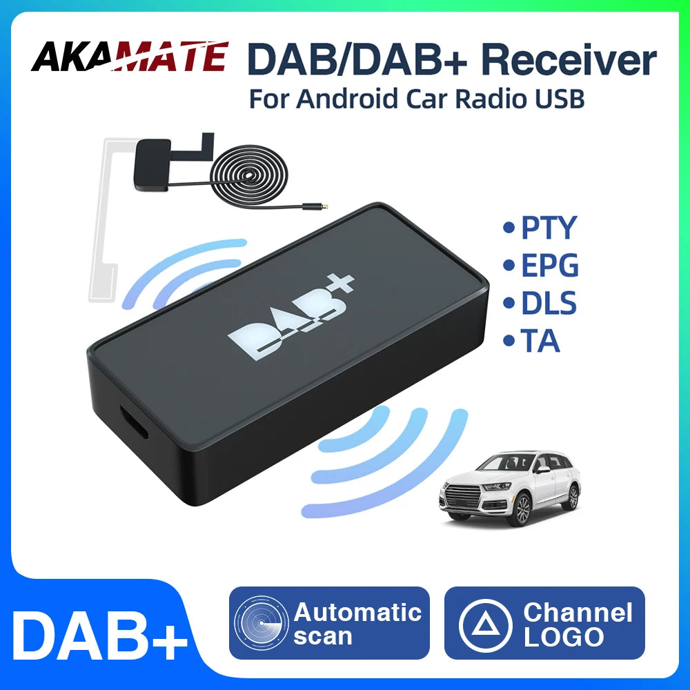 DAB+ Antenna for Android Car Radio With USB Adapter GPS Stereo DAB Receiver Player Automatic Scan Support Channel List LOGO