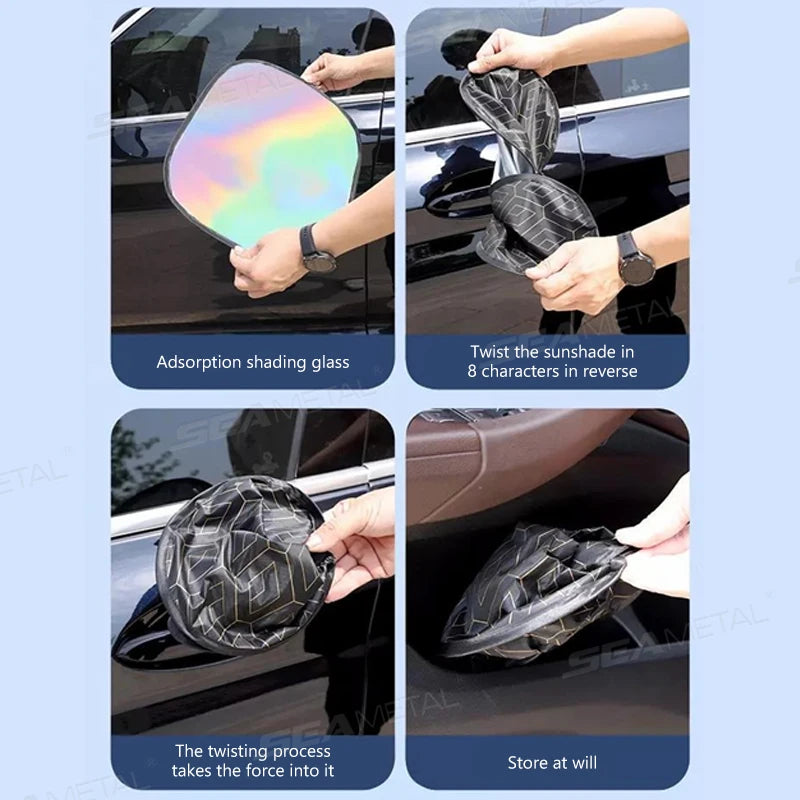 SEAMETAL Electrostatic Car Sun Visor Side Window Sun Shade Curtains Foldable 5-Layer Sun Protection Cover UV-Reflective Sunshade