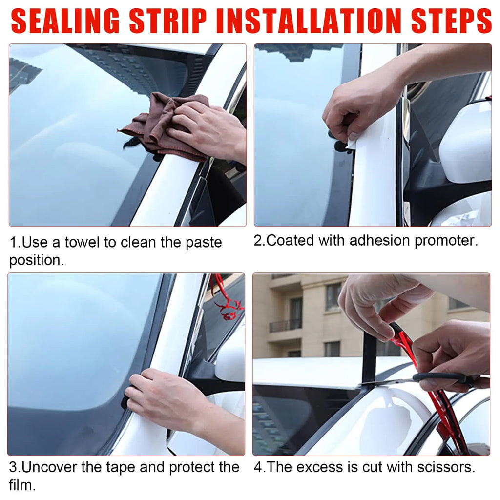 Windshield Sealing Strip Front and Rear Windows Roof Waterproof and Dustproof Rubber Strip Noise Sealing Strip for Car Sunroofs