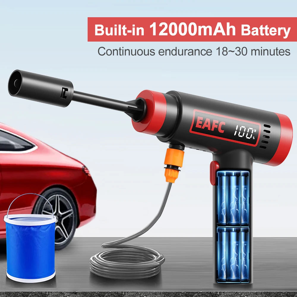 EAFC 60Bar Cordless High-Pressure Washer Water Gun Build In 12000mAh Lithium Battery Self Priming Sustain Machine for Auto Home