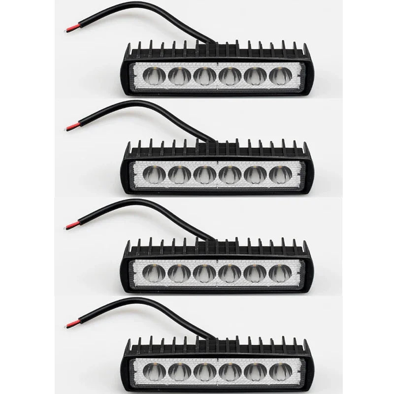1-4Pcs 18w 6 LED Car Work Light DRL Spotlight High Bright Waterproof Auto Offroad SUV Truck Headlight Driving Lamp 12V 6000K