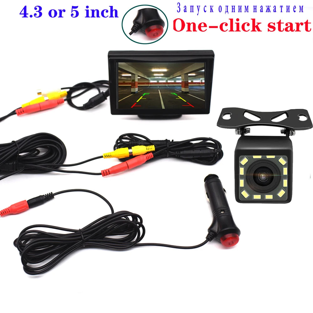 2020 4.3inch LED Display Car Rear View Camera monitor Backup Reverse Camera Kit Night Vision Fits for 12V Car Electrical System