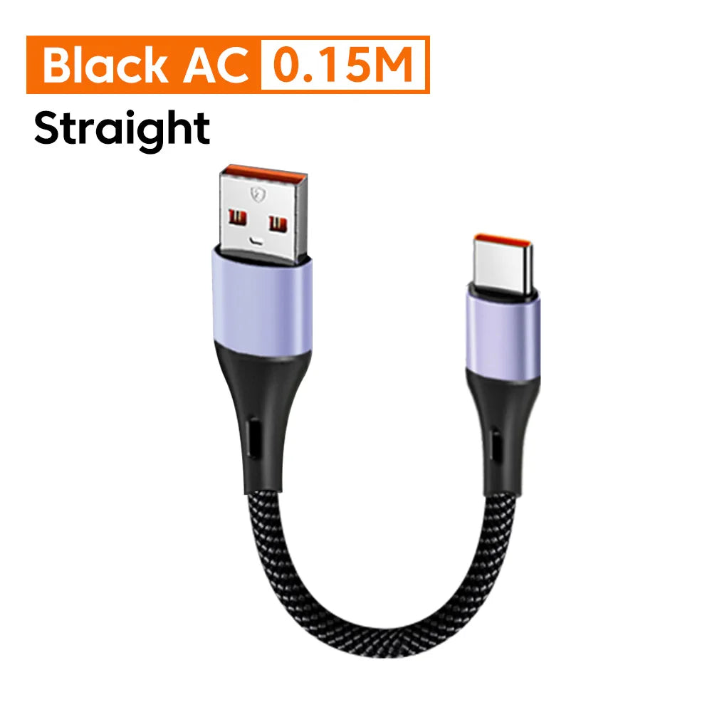 0.15/0.3M Short Cable 66W USB A/ USB C to Type C Fast Charging Cable Elbow Portable Power Bank Data USB C Cord For iPhone 15 16