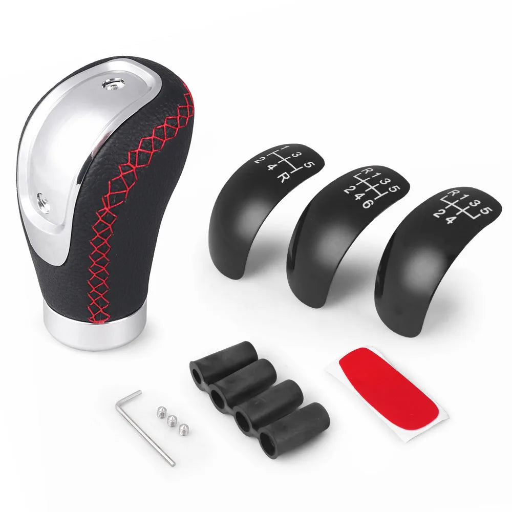5/6 Speed Universal R PU Leather Gear Shift Knob Manual Car Gear Stick Head Shift Replacement Knob Modified Shift Head