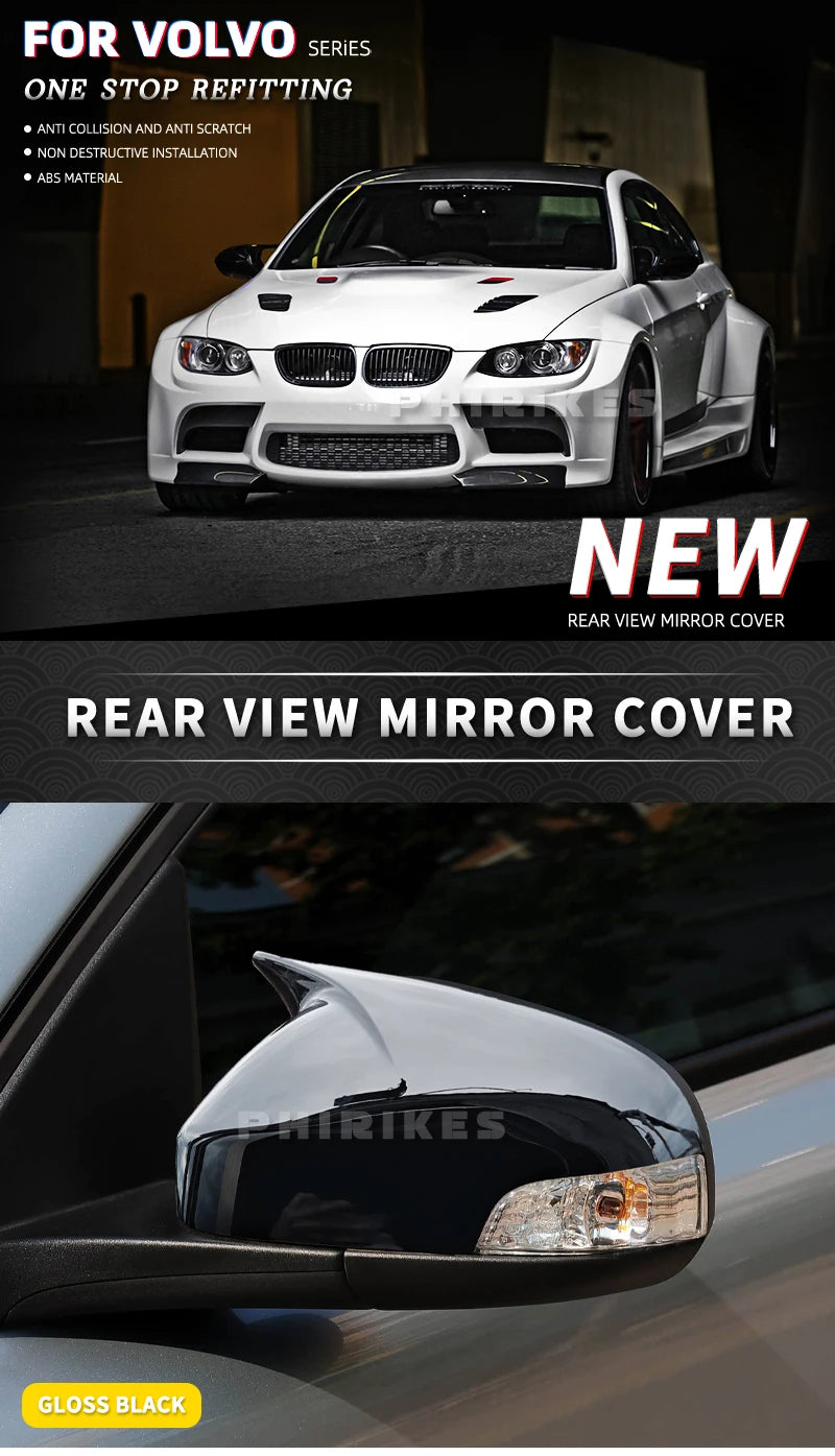For Volvo C30 C70 S40 S60 V40 V50 V70 2008- 2010 M style Rearview Mirror Cover Cap Real Carbon Fiber