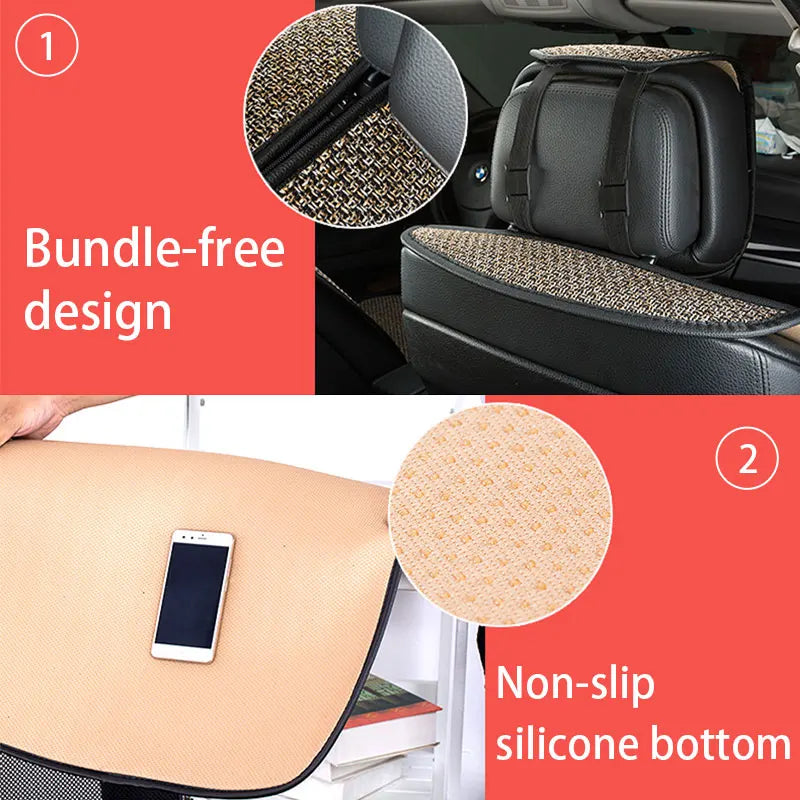 SEAMETAL Flax Car Seat Cover Breathable Sweatproof Linen Car Seat Cushion with Backrest Pad 4-Season Universal for 98% Vehicles