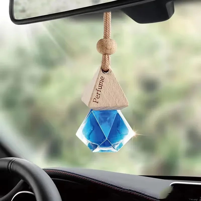Auto Aromatherapy Fragrance Pendent Bottle Perfume Diffuser Automotive Decoration Car Hanging Glass Bottle Empty Perfume