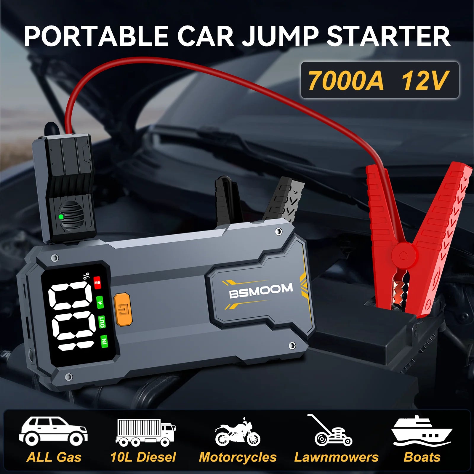 Car Jump Starter 10000mAh Power Bank Car Booster Charger 12V Starting Device Car Emergency Booster Lithium Starter Battery Pack