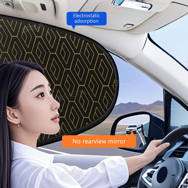 SEAMETAL Electrostatic Car Sun Visor Side Window Sun Shade Curtains Foldable 5-Layer Sun Protection Cover UV-Reflective Sunshade