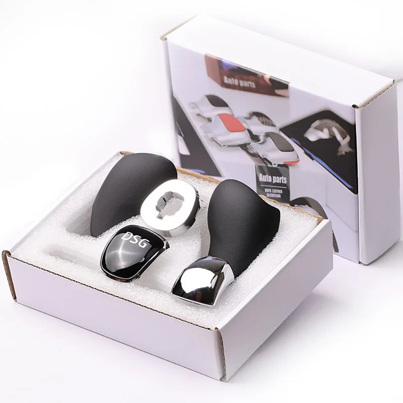 Leather Gear Shift Knob for Skoda Octavia/Superb/Fabia/Yeti 2010-2020 - DSG Side Cover & Interior Accessories Set OEM Fitment