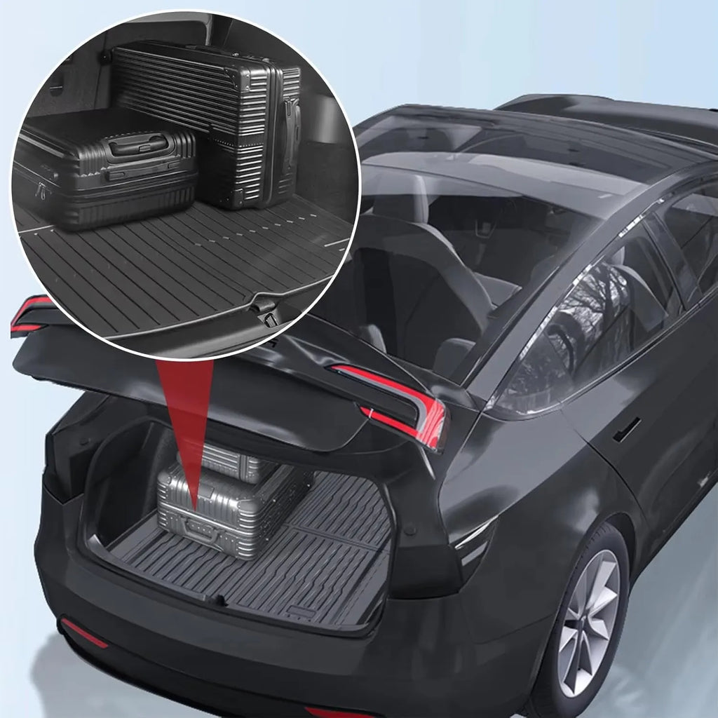 Car Trunk Mat For New Tesla Model Y 2025 Juniper TPE Floor Mats & Cargo Liner All Weather Trunk Mats Floor Liner Backrest Mats