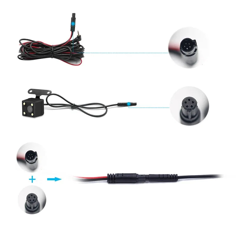 Automobile rearview mirror 4LED Night Vision Rear View Camera for Dashcam Automobile Camera Universal 5-Pin Extension Line