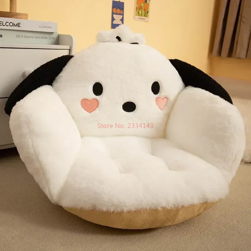 Kawaii Cinnamoroll Big Size Cute Plush Half Surrounded Black Kuromi Cushion Backrest Dormitory Office Non-Slip Chair Cushion