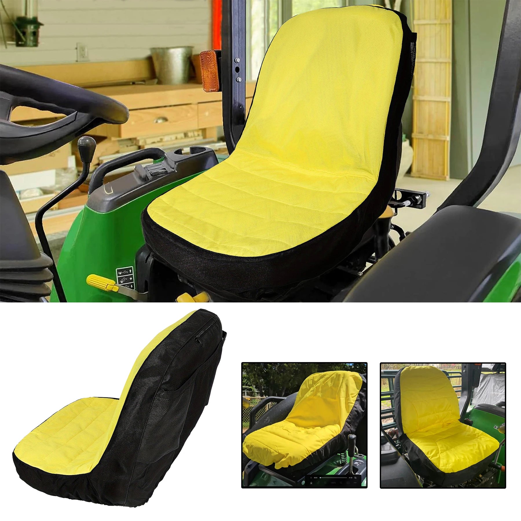 Riding Lawn Mower Cushioned Seat Cover LP92334 for John Deere Mower Tractor & Gator Weatherproof Seats up to 18" High Oxford 300