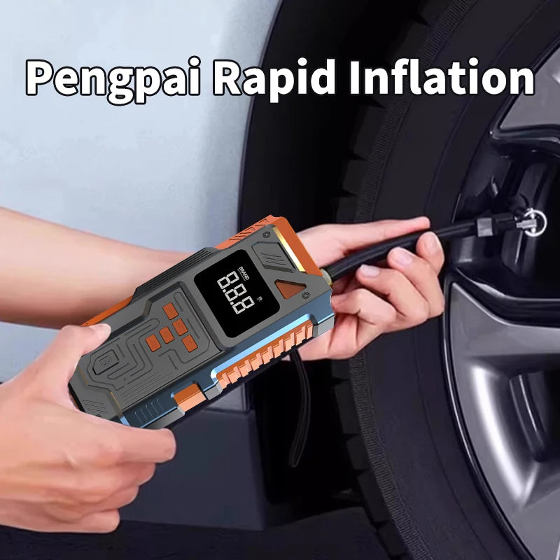 JKUOO Portable Car Jump Starter with Air Compressor -Outdoor Emergency Power for Lead-Acid Batteries, Tire Inflation &Monitoring