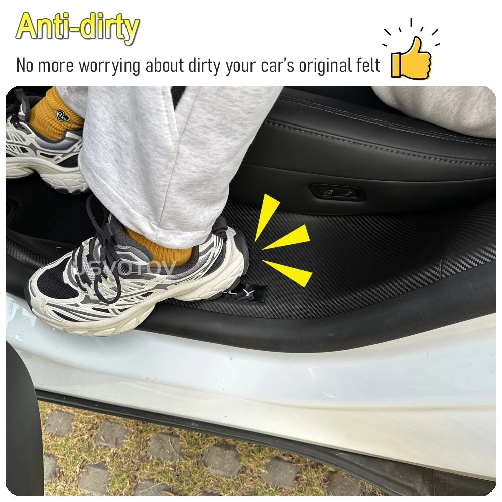 4 6 8Pcs For Tesla Model Y Juniper 2025 2026 Front Rear Door Sill Protector Threshold Strip Anti-kick Guard Panel Waterproof Pad