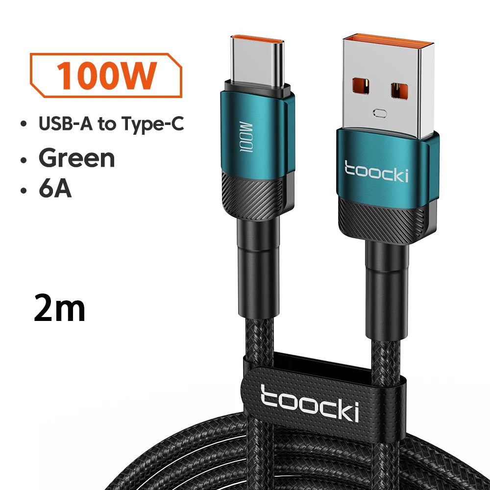 Toocki 6A USB Cable to Type C Wire for Samsung Huawei OPPO POCO PD100W Fast Charging Charger USB C Data Cord for Oneplus Xiaomi