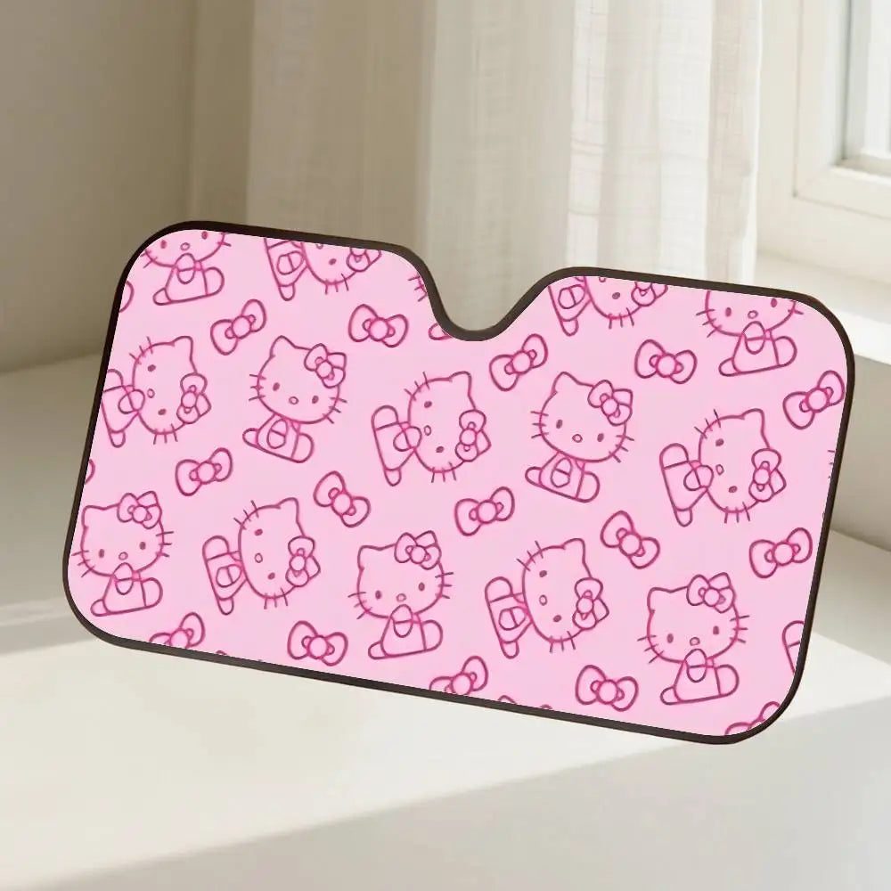 H-Hello Cat K-kitty  Car Sunshade Curtains Windscreen Front Window Visor 70x130cm Sun Visor Solar Protect Plaid Gift Novelty Car