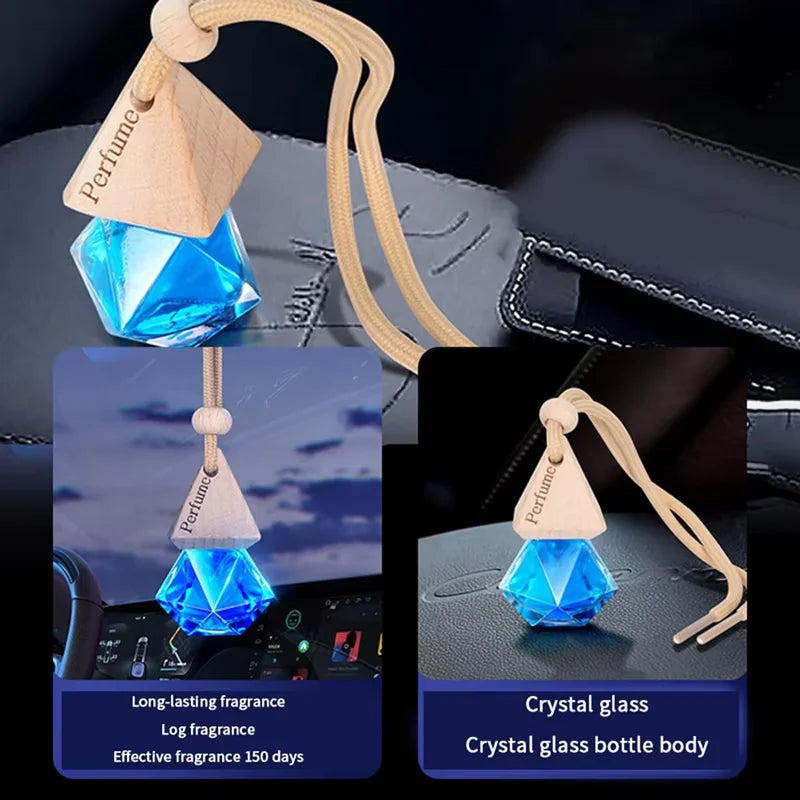Auto Aromatherapy Fragrance Pendent Bottle Perfume Diffuser Automotive Decoration Car Hanging Glass Bottle Empty Perfume