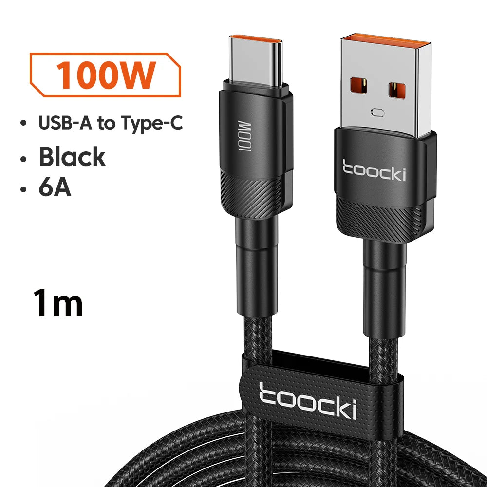 Toocki 6A USB Cable to Type C Wire for Samsung Huawei OPPO POCO PD100W Fast Charging Charger USB C Data Cord for Oneplus Xiaomi