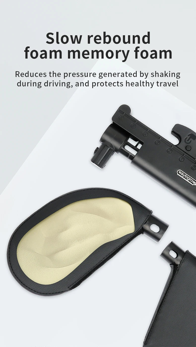 Ergonomic 360° Adjustable Auto Cervical Pillow with Memory Foam & Side Pads One-Click Sleep Headrest for Car Travel BMW Benz