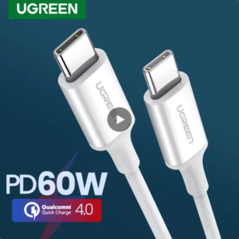 Ugreen PD 60W USB C to USB Type-C Cable QC4.0 3.0 Fast Charge Data Cable for Macbook Samsung S20 S9 USB C Cable for iPhone 15