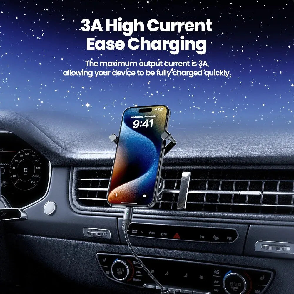 Toocki PD 60W 2 in 1 USB Cable 3A Fast Charging Type C Car Spring Cable For iPhone 15 Pro Max Samsung S23 Xiaomi Huawei Macbook