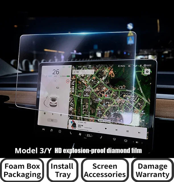 For Tesla Model 3 Y Car Navigation Screen Protector Center Control Screen Glass Film Tempered Glass Anti scratch Protection Film