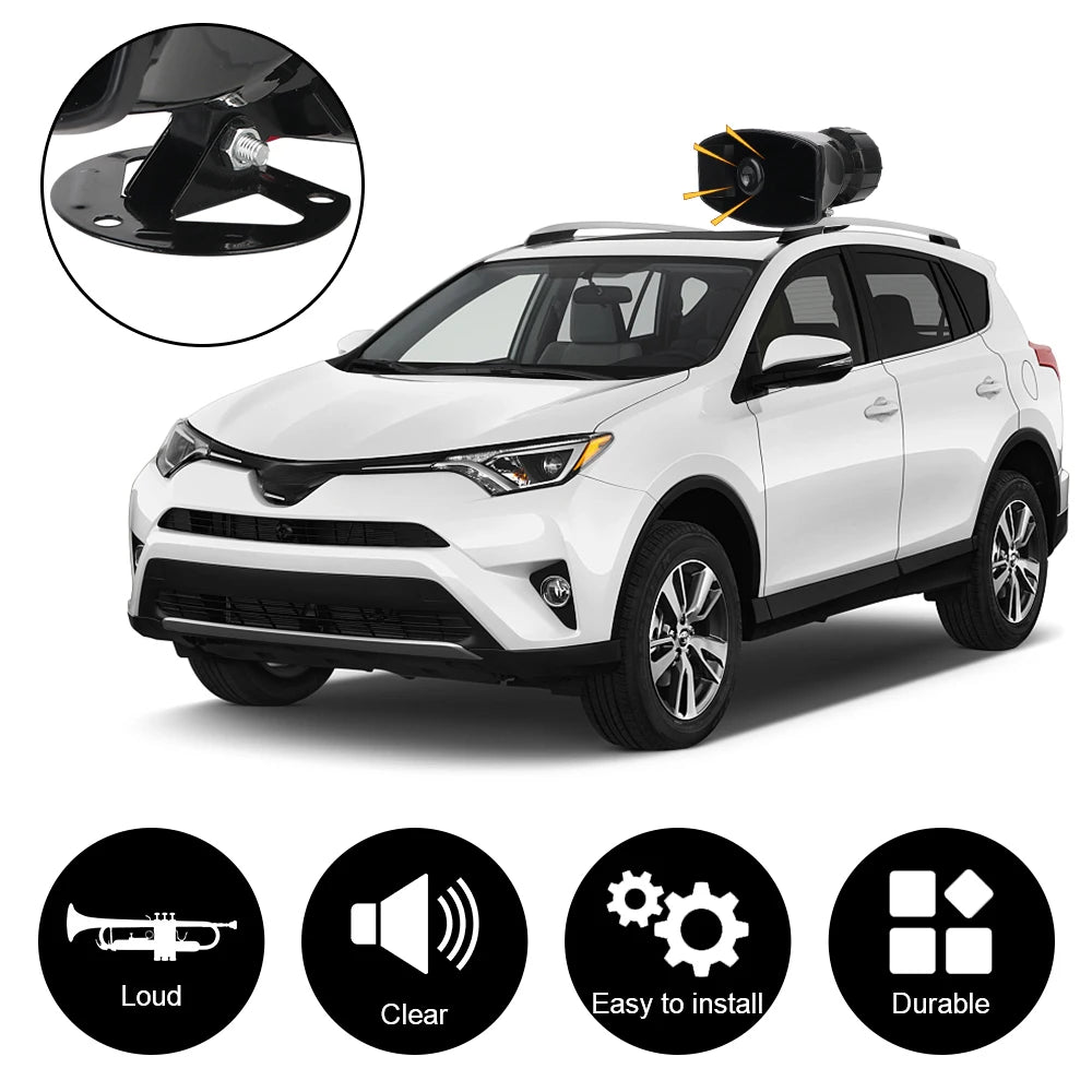 Car Warning Alarm Megaphone Button backlight Multi-tone & Claxon Horn Car Horn Police Siren Air Horn Speaker 120DB Loud 12V 100W