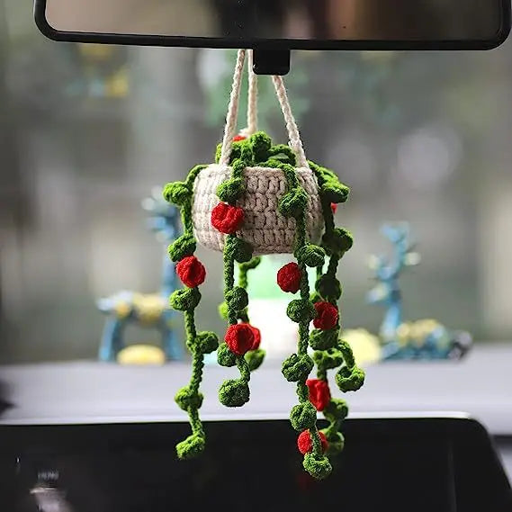 Hot selling car plant ornaments, car decorations, rearview mirror pendants, creative woolen accessories inside the car