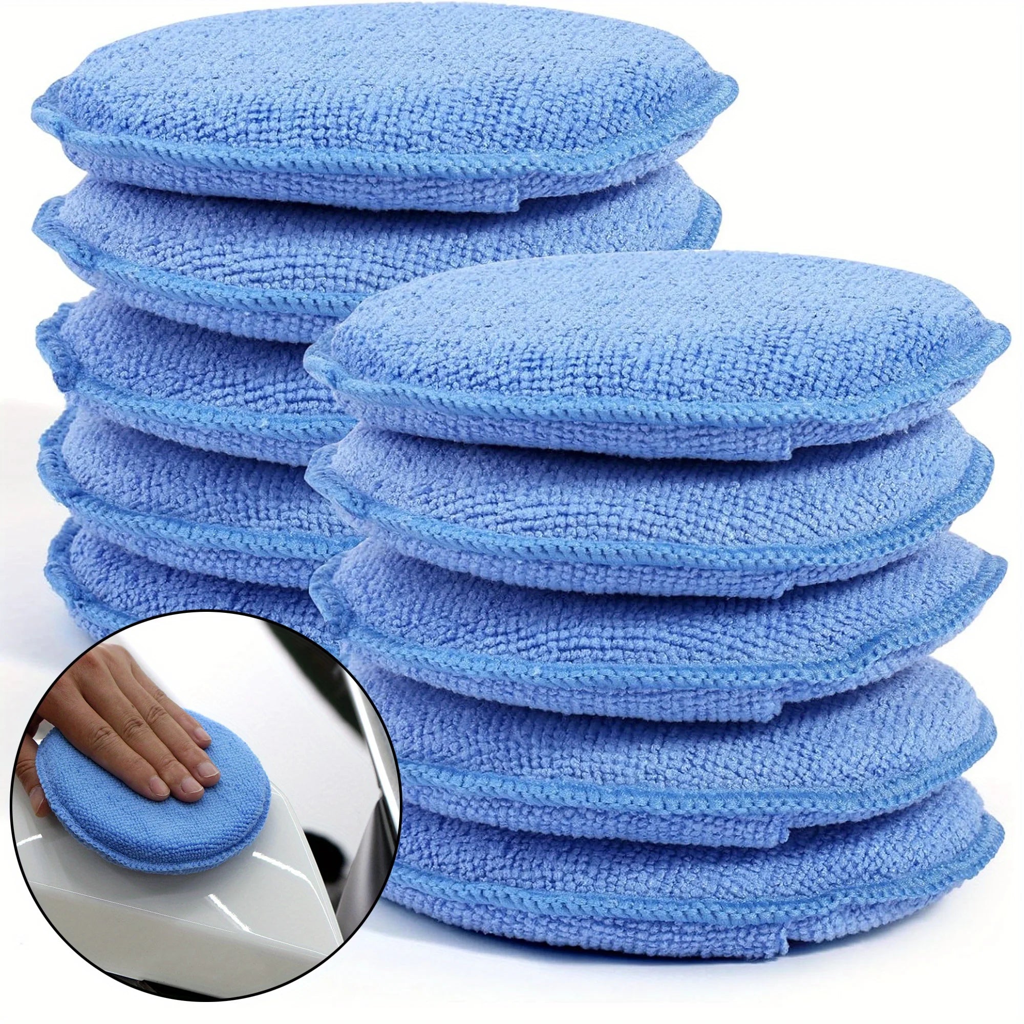 5PCS Car Detailing Applicator Pads, Car Care Waxing Polish Sponges Soft Microfiber Round Pocket Foam Sponges, Car Cleaning Tools
