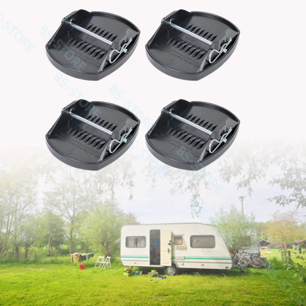 4PCS-Generic RV Trailer Jack Pads Easy Installation Leveller Wheel Foot Leg Support Universal Wheel Foot Leg Support Adapter