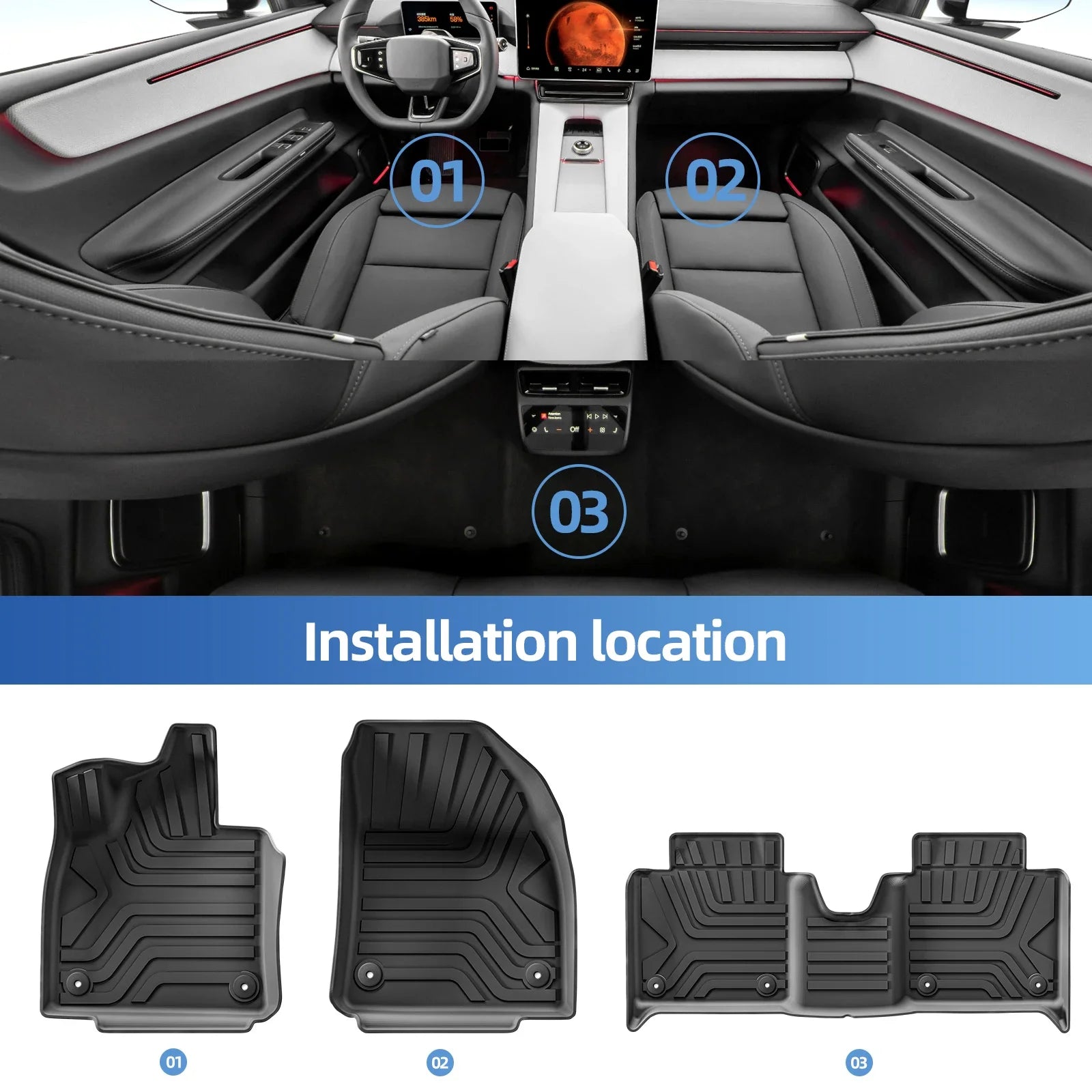 for Polestar 4 2023-2024 Car Floor Mats Protective Mat Car Interior Accessories TPE Waterproof Cargo Liner Trunk Mat Left Rudder